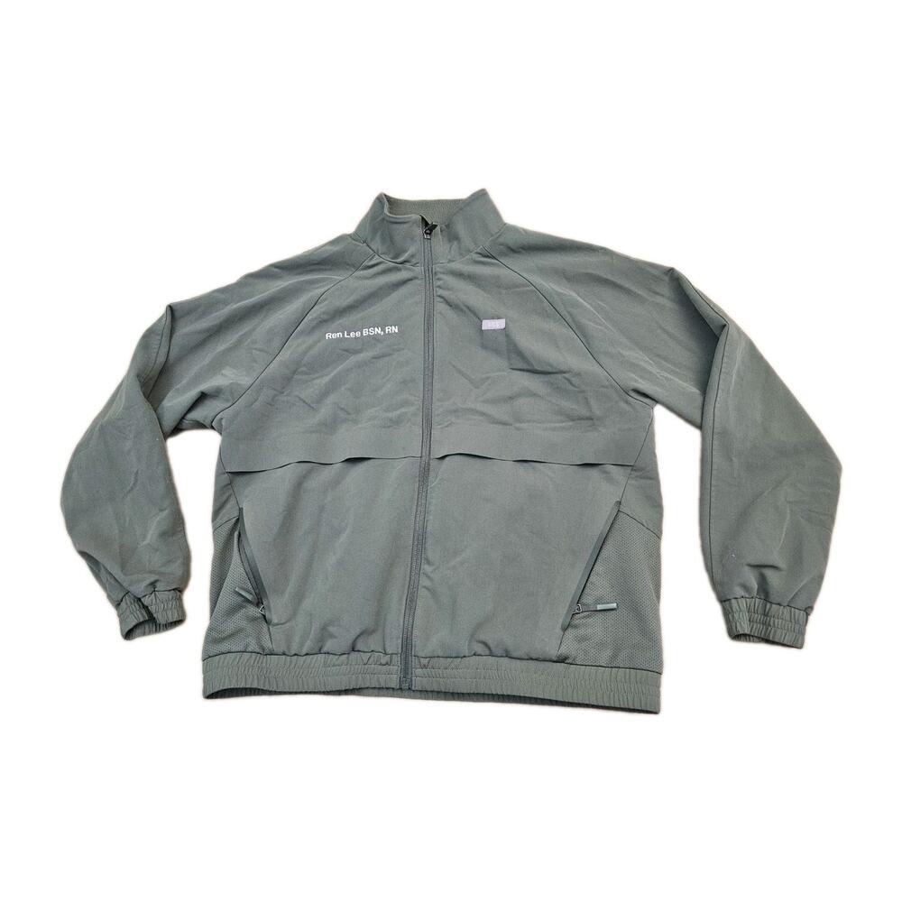 FIGS Sydney Scrub Jacket Women M Military Green Vented Full Zip Pockets 1000409